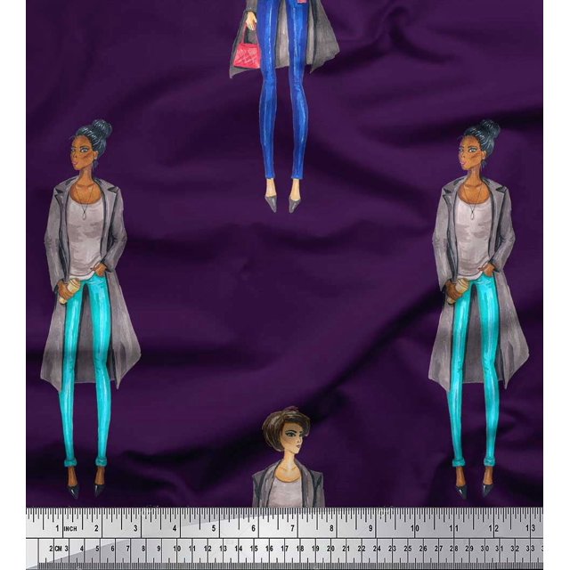 Soimoi polyester Crepe Fabric Women Group Printed Fabric 1 Yard 42 Inch Wide