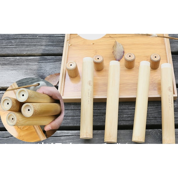 Estuche Portátil Para Cepillos De Dientes, Tubo De Viaje Natural, Funda De Bambú Hecha a Mano, Soporte Higiénico Para Cepillos, Organizador Compacto Para El Cuidado Dental