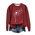 thumbnail image 4 of XPMWRP Women's Floral Print Sweatshirt Long Sleeve Loose Casual Crewneck Pullover Oversized Fall Winter Sweatshirts Red M, 4 of 4