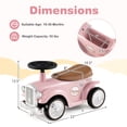 thumbnail image 3 of Gymax Voiture Pousse-Pousse pour Enfants Style Vintage Voiture Glissante à Propulsion par les Pieds avec Volant Rose, 3 of 10