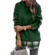 thumbnail image 1 of Sudadera con capucha de retales para mujer, jersey de manga larga de fibra de poliéster con dobladillo abierto, sudaderas con capucha de retales a cuadros para el trabajo diario, 1 of 6