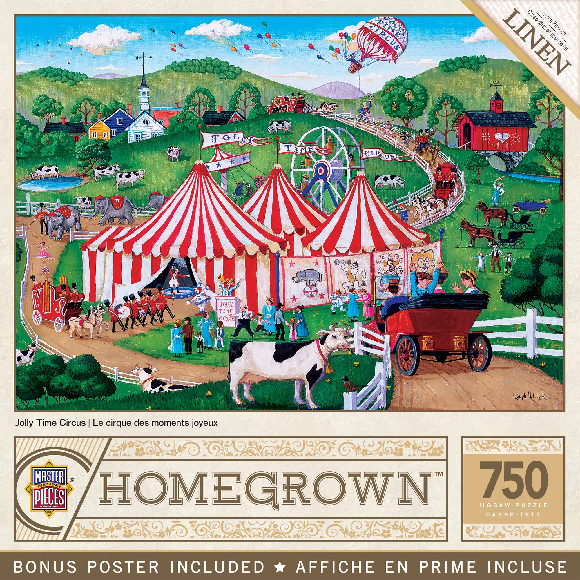 MasterPieces Homegrown - Jolly Time Circus 750 Piece Interlocking Jigsaw Puzzle for Adults
