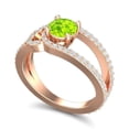 thumbnail image 2 of Diamond-Capitals 2.50 Carat Elegant Round Cut Natural Diamond & Peridot Gemstone Wedding Ring for Fiancee 18K Rose Gold Size 4, 2 of 8