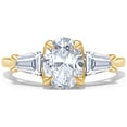 thumbnail image 2 of 2 Carat 8X6MM Oval & Tapered Cut Lab Created Moissanite Diamond 3-Stone Engagement Ring For Women In 14K Yellow Gold Over Sterling Silver (VVS1 Clarity, 2.00 Cttw)-4, 2 of 7