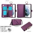 thumbnail image 3 of for Samsung Galaxy S21 Plus Wallet Case, Multi-Functional Zipper Purse Case with Card Holders, RFID Blocking Full Case, Shoulder Strap Wristband Crossbody Cover for Samsung Galaxy S21 Plus, Deeppurple, 3 of 7
