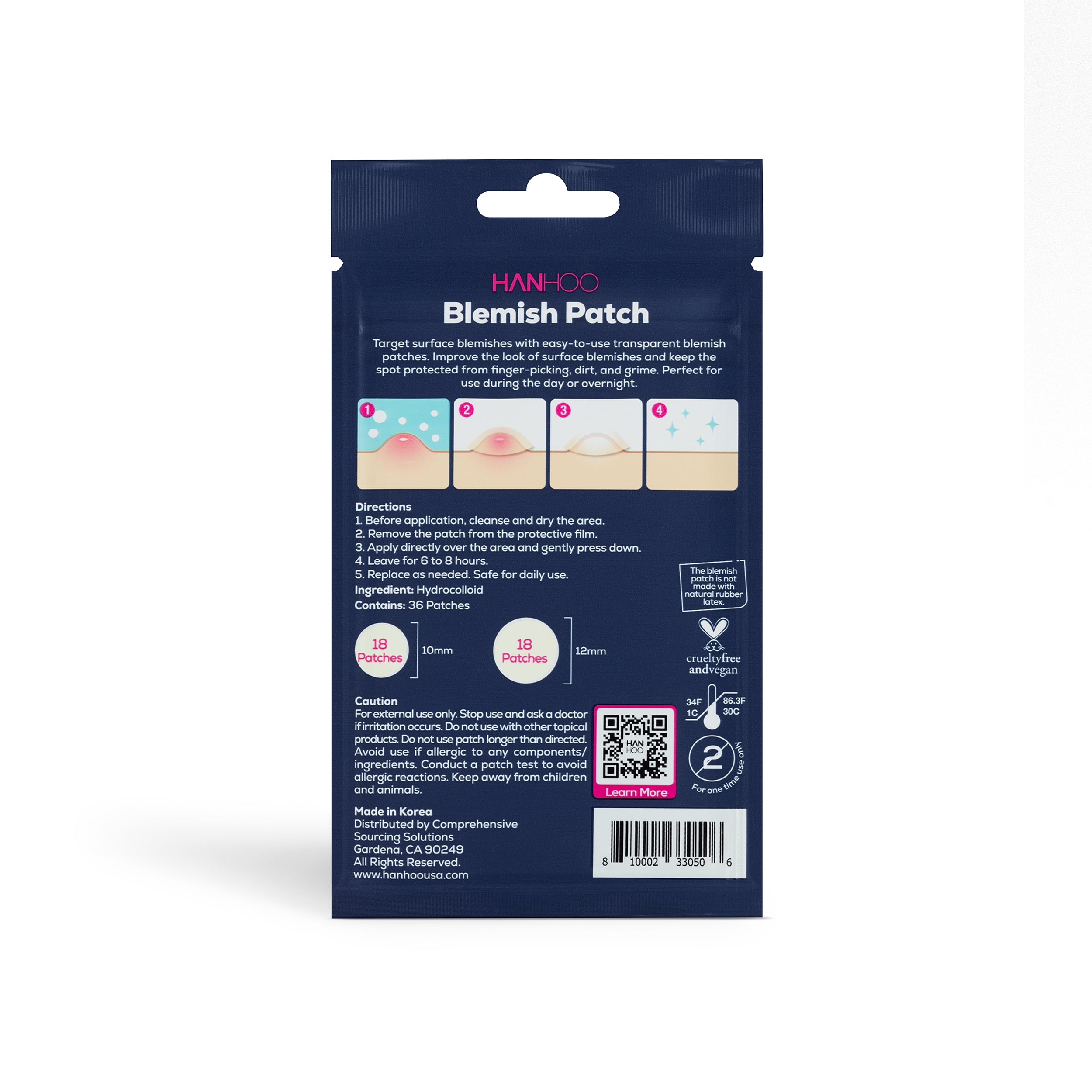 Hanhoo Blemish Patch Hydrocolloid Acne Treatment, Latex-Free, 36 Count