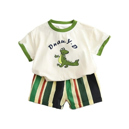 

WUXIAN Toddler Baby Boys Outfits Set Cartoon Animal Tops And Striped Shorts Summer Outdoor Casual Suit Infants Clothes Children Cute Dailywear