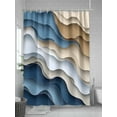 thumbnail image 5 of Fsddascl Modern Blue Brown Shower Curtain Set - 66" x 72" Washable Bathtub Curtain with 12 Hooks, Coastal Beach Wave Geometric Waterproof Fabric Stall Shower Curtains for Bathroom/Bathtub Décor, 5 of 6