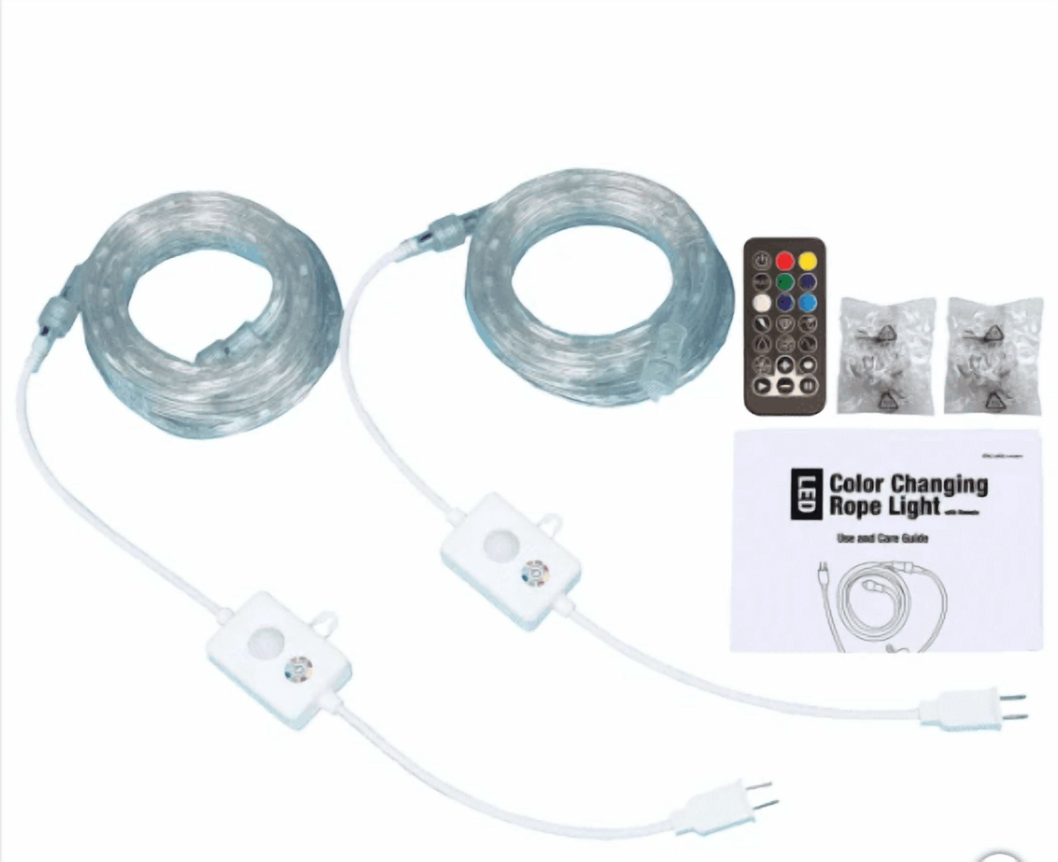 GVL 18’ Color Changing LED Rope Light with Remote Control, 2-pack