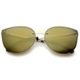 thumbnail image 1 of sunglassLA Unisex Oversize Metal Frame Teardrop Iridescent Mirror Lens Rimless Cat Eye Sunglass (Gold / Gold Mirror) - 65mm, 1 of 4