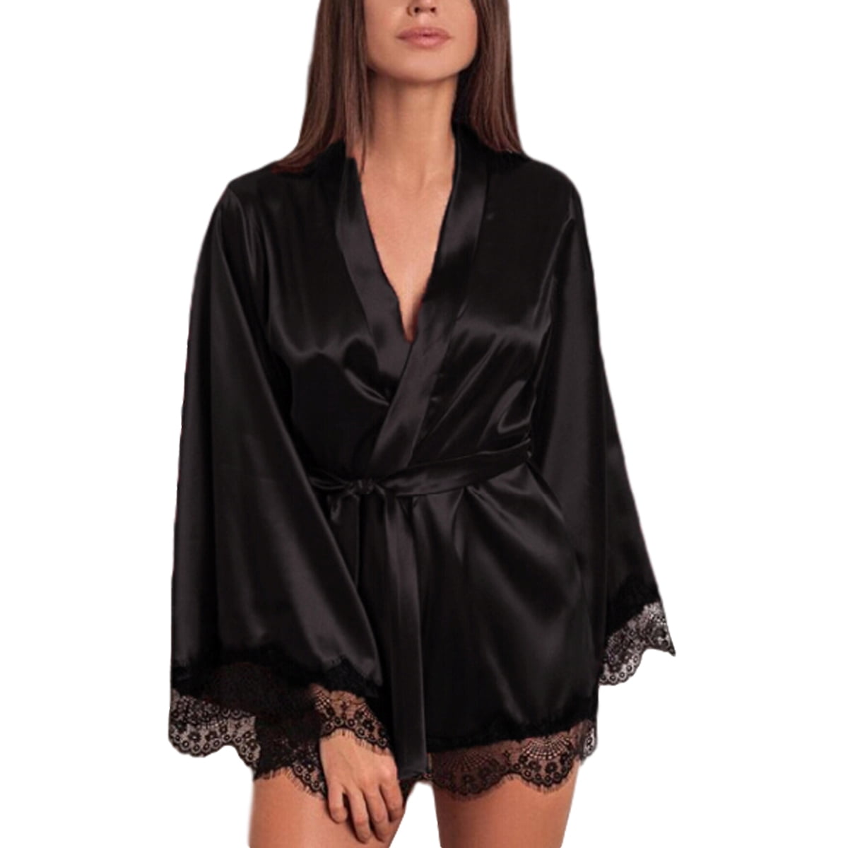 satin and lace dressing gown