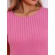 thumbnail image 5 of INSPIRAR CHIC Conjunto de Sudadera de Punto Acanalado para Mujeres, Cuello Redondo, 2 Piezas, Ropa de Casa, Manga Corta, Traje Deportivo S Color Rosa Fucsia, 5 of 5