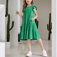thumbnail image 2 of snilers Girls Dresses Kids Summer Ruffle Sleeve Dress Tiered Swing Midi Casual Sundress with Pockets Size 4-14 Years, 2 of 9