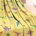 thumbnail image 3 of Yellow Dinosaurs Palms Pattern Blanket,Comfortable Soft Flannel Throw Blanket,All Season,Warm Lightweight Blankets for Sofa Bed Couch Living Room Chair,30"x40", 3 of 4