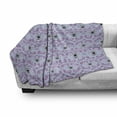 thumbnail image 2 of Queen Bee Soft Flannel Fleece Throw Blanket, Ornamental Curves and Motifs with Insect Silhouettes, Cozy Plush for Indoor and Outdoor Use, 70" x 90", Pale Ceil Blue Fuchsia, by Ambesonne, 2 of 5