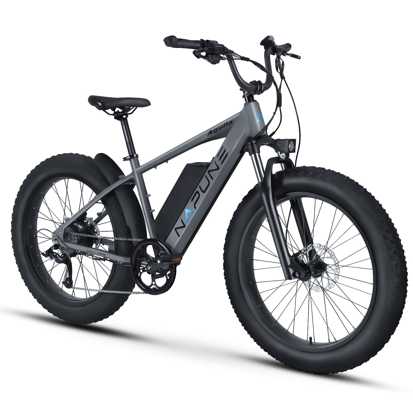 26" 52V 1000W Fat Tire Electric Bike, 15Ah Battery, 28MPH, 65+ Miles Range, 9-Speed, LCD Display - Adults Electric Bicycle Grey