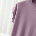 thumbnail image 6 of Guluxicc Womens Tees Crewneck Short Sleeve Casual T-Shirts Solid Color Pullover Tops, Purple, M, 6 of 9