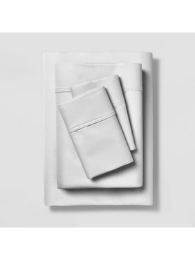 Color Sense 100% Cotton Percale Sheet Set Queen White