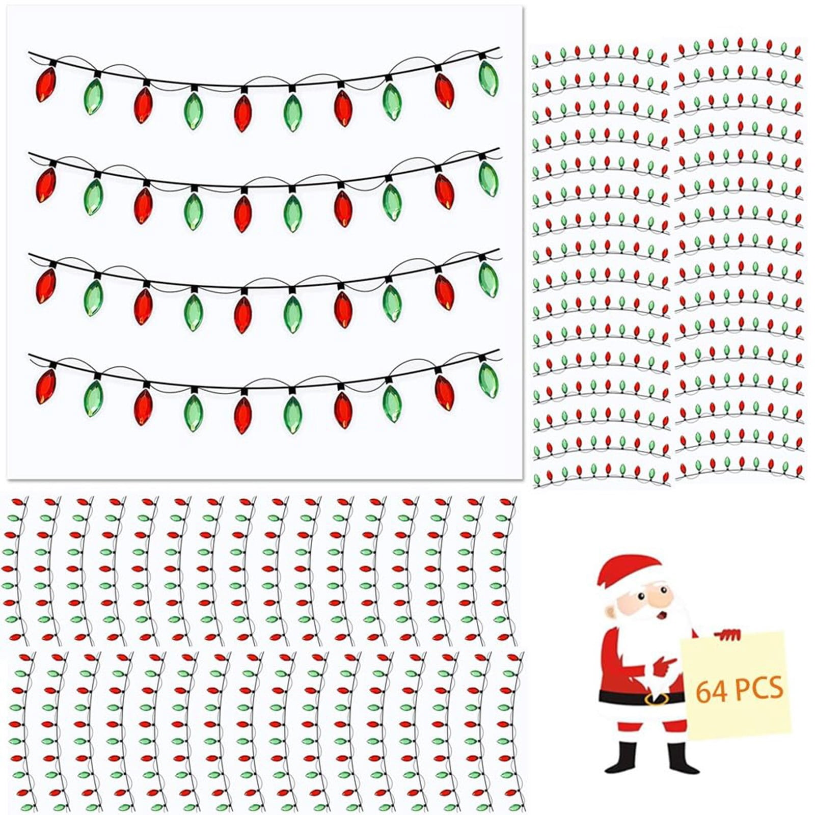 Clode Christmas Lights Stickers for Crafts 32PCS Christmas Light Embellishment 3D Stickers Gem Border Sticker Lights Glitter Adhesive Decals for Xmas Crafts Scrapbooks Decoration