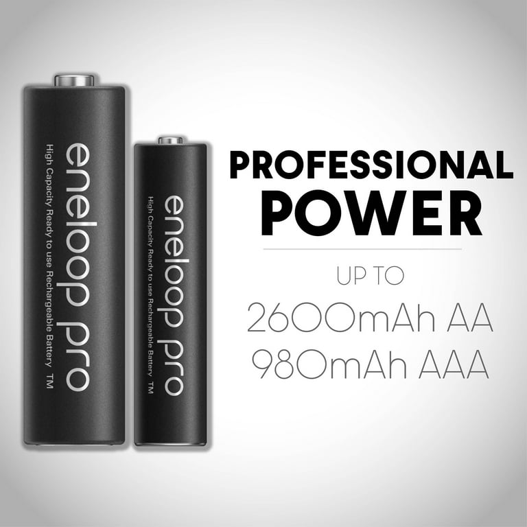 Panasonic Eneloop Pro BK-3HCCA8BA Pre-Charged Nickel Metal Hydride AA  High-Capacity Rechargeable Batteries, 8-Battery Pack 