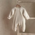 thumbnail image 3 of Gibobby Mameluco para niño de manga larga para bebé recién nacido, mono liso acanalado para primavera y otoño, ropa(Beige, 6-12 Meses), 3 of 4
