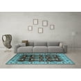 thumbnail image 3 of Ahgly Company Indoor Round Oriental Light Blue Traditional Area Rugs, 5' Round, 3 of 4