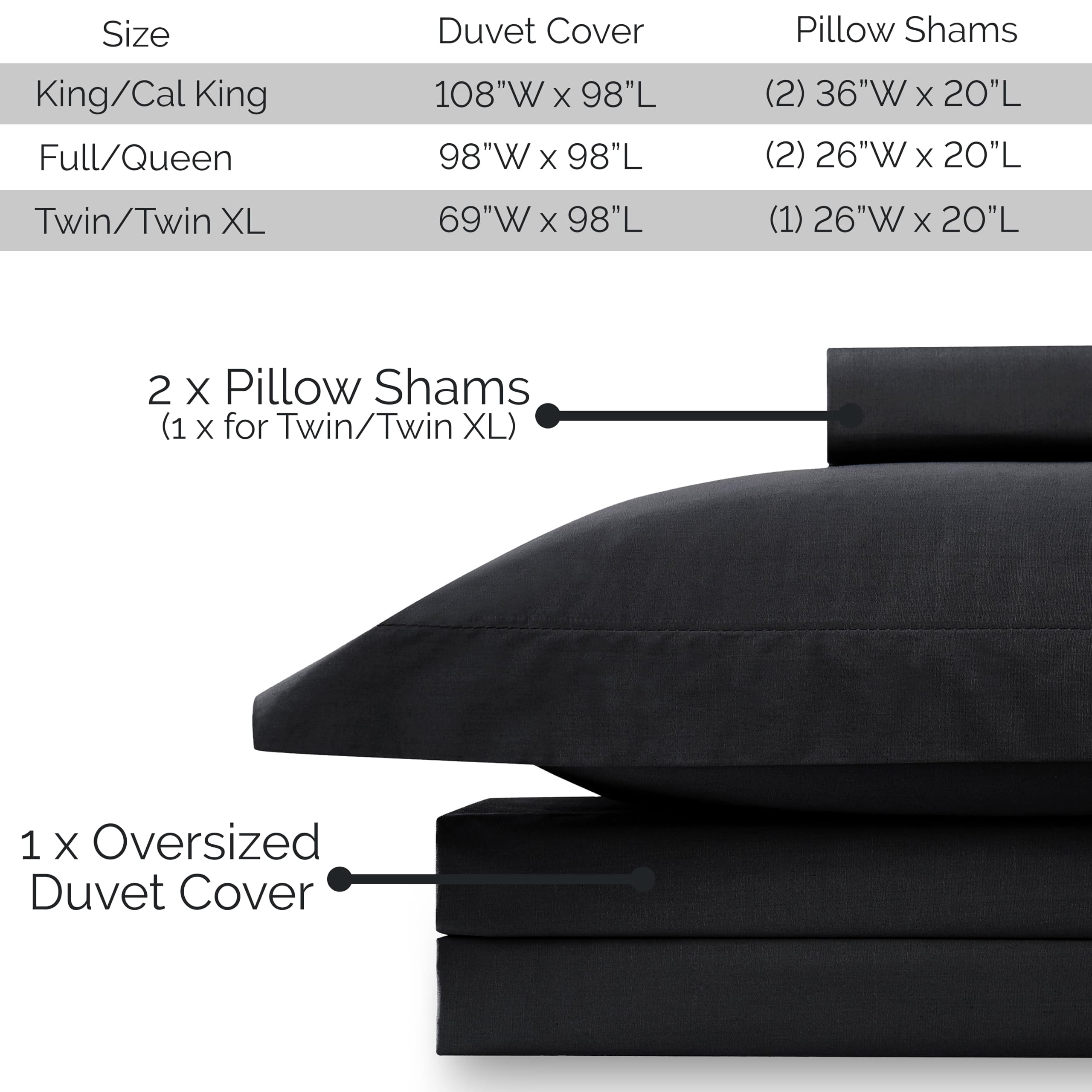 Southshore Fine Living, Inc. Premium Collection Oversized Duvet Cover Queen Bedding Set, Black