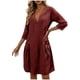 thumbnail image 1 of Vestido de Verano 3/4 Manga para las Mujeres Cuello en V Lino Vestido Suelto, Suelto Vestido Fluido para las Mujeres con Bolsillos Color Sólido, 1 of 7