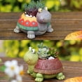 thumbnail image 2 of 2 macetas para suculentas con forma de tortuga, decorativas, de resina, para bonsái, para el hogar y la oficina, color verde., 2 of 5