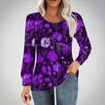 thumbnail image 3 of Womens Tops, Summer Women's Print Long Sleeve Tops Loose Blouse Casual O-Neck Tee Shirts, 3 of 4