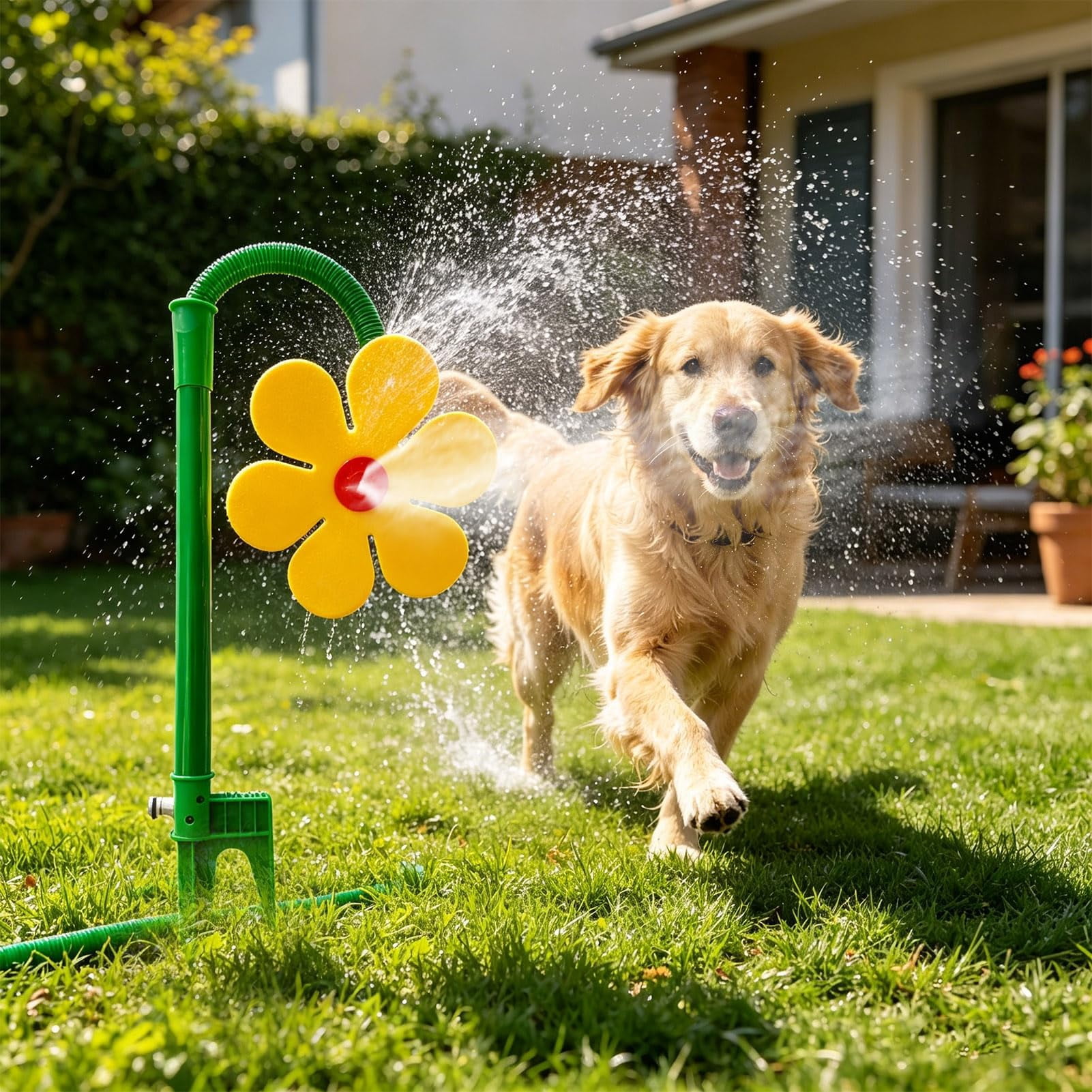 Crazy Daisy Sprinkler, 360° Rotating Dancing Flower Water Sprinklers for Yard Dogs Playing，For watering the garden.