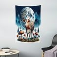 thumbnail image 3 of Ambesonne Rustic Tapestry Wall Hanging, Ethnic Night Woods Moon Cow, 40"x60", Petrol Blue and Burnt Sienna, 3 of 3