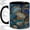 Black, variant on Seashell Coffee Mug, Blue Ocean Shell Art, Coastal Daily Tea Sips for Home