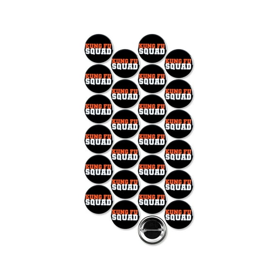 25 Pack - Kung Fu Squad Martial Arts Sport Pinback Buttons - 1.5 Inch