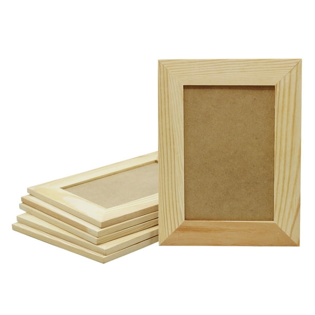 6 Pack of DIY Unfinished Wooden Picture Frames Hold 4x6 Photo Stand