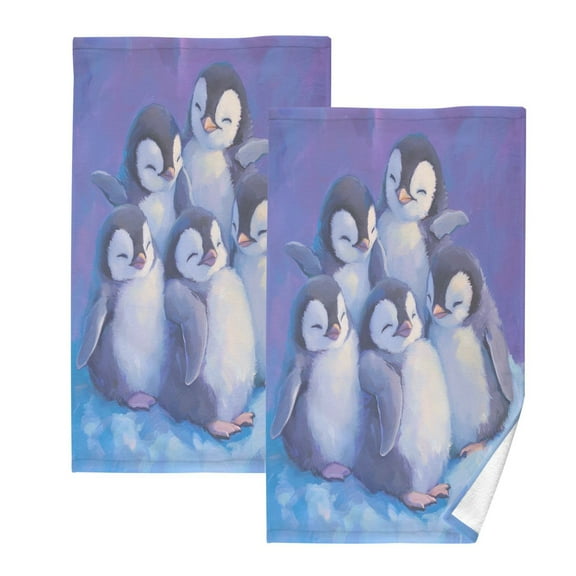Penguins Set of 2 Pure Cotton Towels, 16'' x 28'', Highly Absorbent and Soft
