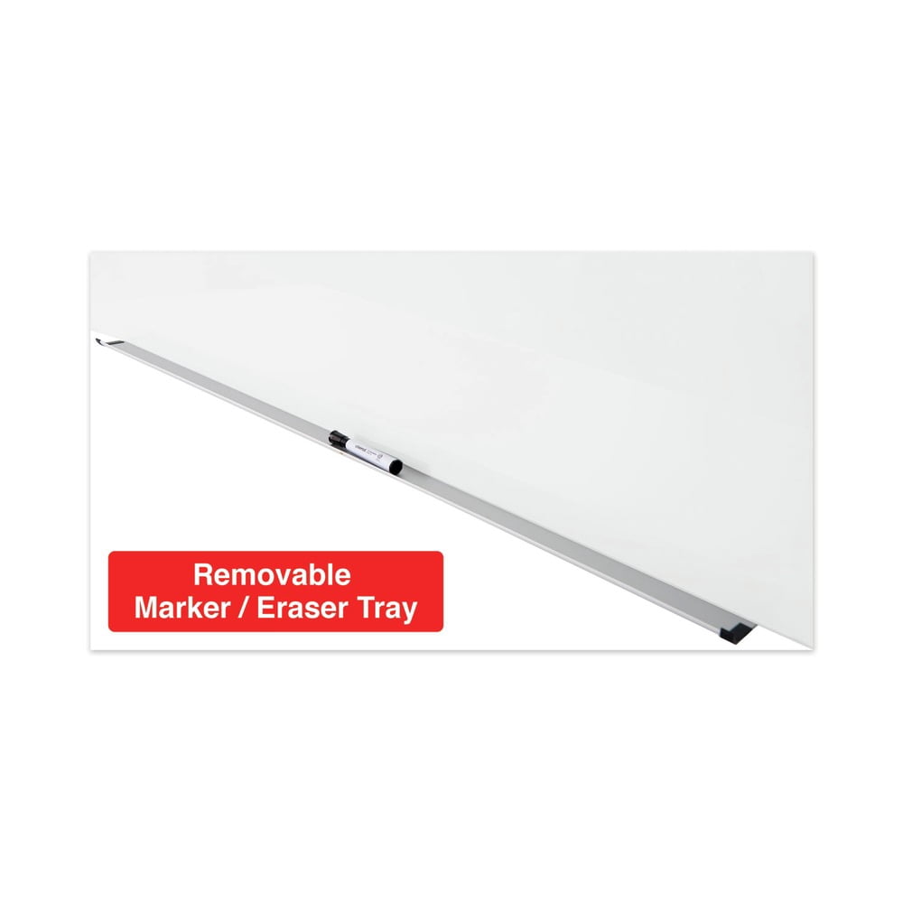 Universal Frameless Magnetic Glass Marker Board, 36" x 24", White -UNV43202