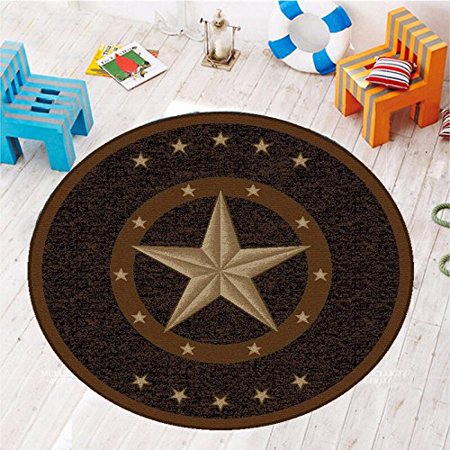 Texas Western Star Rustic Cowboy Decor Brown Black Area Rug 6'6