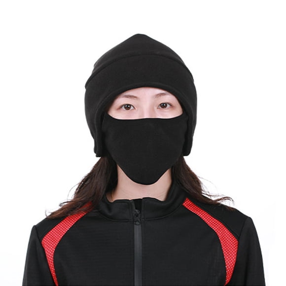 Openpig Ski Mask, Winter Thermal Fleece Skull Cap, Winter Hat Soft Fleece Earflap, 2 in 1 Hat Winter Fleece Earflap Skull Sports Beanie Ski Mask, Thermal Face Cover Hat Cap Scarf for Cold Weather