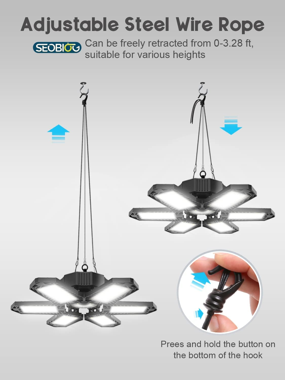 Plug in Garage Light, 200W 20000LM Linkable Shop Light with On/Off Switch, 6500K Hanging LED Lights with 9.84ft Power Cord and US Plug, for Garage, Workshop,Work Bench