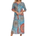 thumbnail image 5 of Defitshape Women's Zip Up Bathrobe Half Sleeve Long House Coat Full Zipper Robes Maternity Breastfeeding Housecoat Duster with Pockets Lightweight Nightgown Blue Medium, 5 of 5