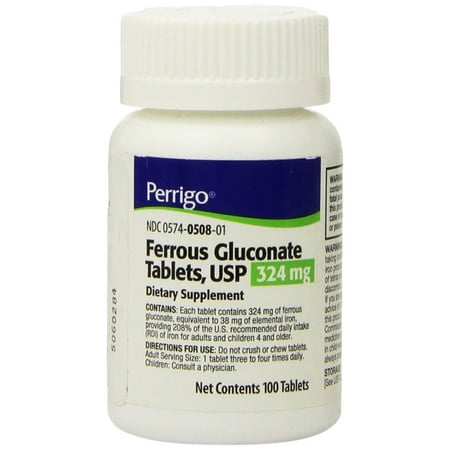Perrigo Ferrous Gluconate 324mg Dietary Supplement 100 Tablets