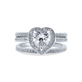 thumbnail image 2 of BERRICLE Sterling Silver Halo Wedding Engagement Rings Heart Shaped Cubic Zirconia CZ Heart Ring Set for Women, Rhodium Plated Size 8.5, 2 of 8