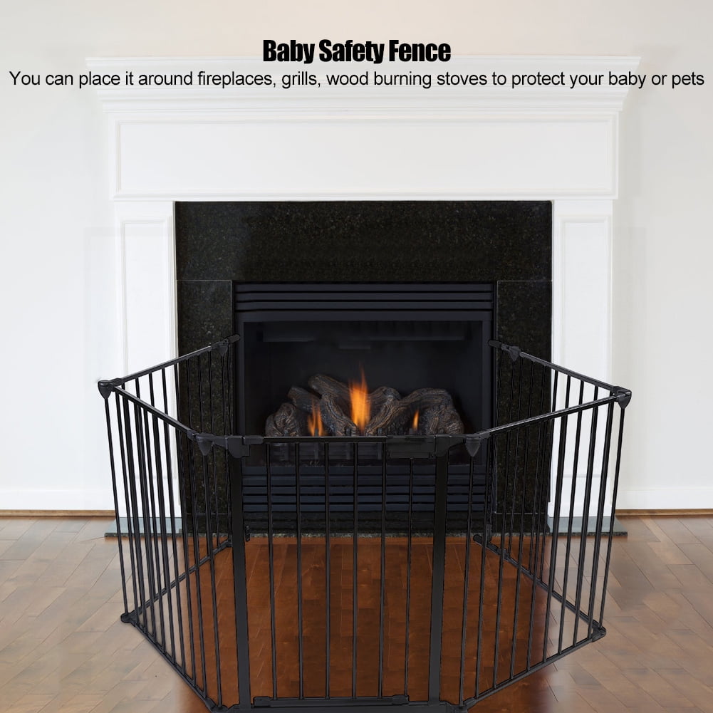 Tebru Metal Safety Gate Fireplace Stove Fence Protection Doors for Baby