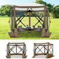 thumbnail image 4 of COBIZI 10x10 Pop up Gazebo Screen Tent Screen House for Camping,5 Sided Pop-up Camping Canopy Shelter Tent with Mesh Windows,Portable Outdoor Quick-set Hub Tent with Carrying Bag&Ground Stakes,Brown, 4 of 11