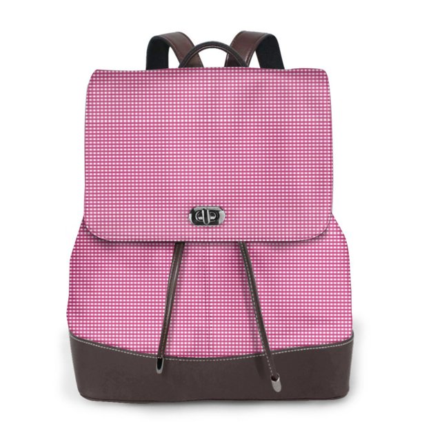 Balery Gingham Mochila de Cuero para Mujeres, Gran Capacidad, Bolsa de Viaje Multifuncional, Mochila de Cuero y Bolsa de Hombro para Mujeres