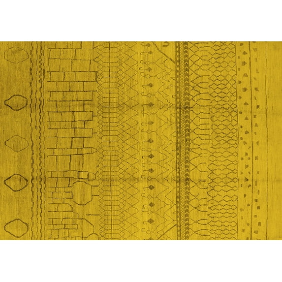 Ahgly Company Indoor Rectangle Oriental Yellow Industrial Area Rugs, 6' x 9'