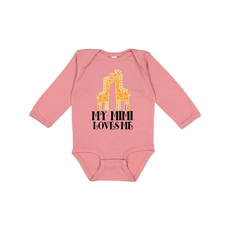 

Inktastic My Mimi Loves Me Childs Giraffe Gift Baby Boy or Baby Girl Long Sleeve Bodysuit