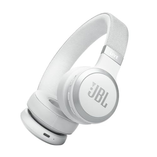 JBL Live 670NC - Auriculares On-Ear Inalámbricos con Cancelación de Ruido Adaptativa con Ambiente Inteligente, Batería de hasta 65H con Carga Rápida, Diseño Ligero, Cómodo y Plegable (Blanco)