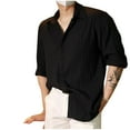 thumbnail image 2 of Mens Shirts Under $10 Long Sleeve Button Down Pullover Solid Color Button Long Sleeve Turndown Collar Blouse Shirt, 2 of 6